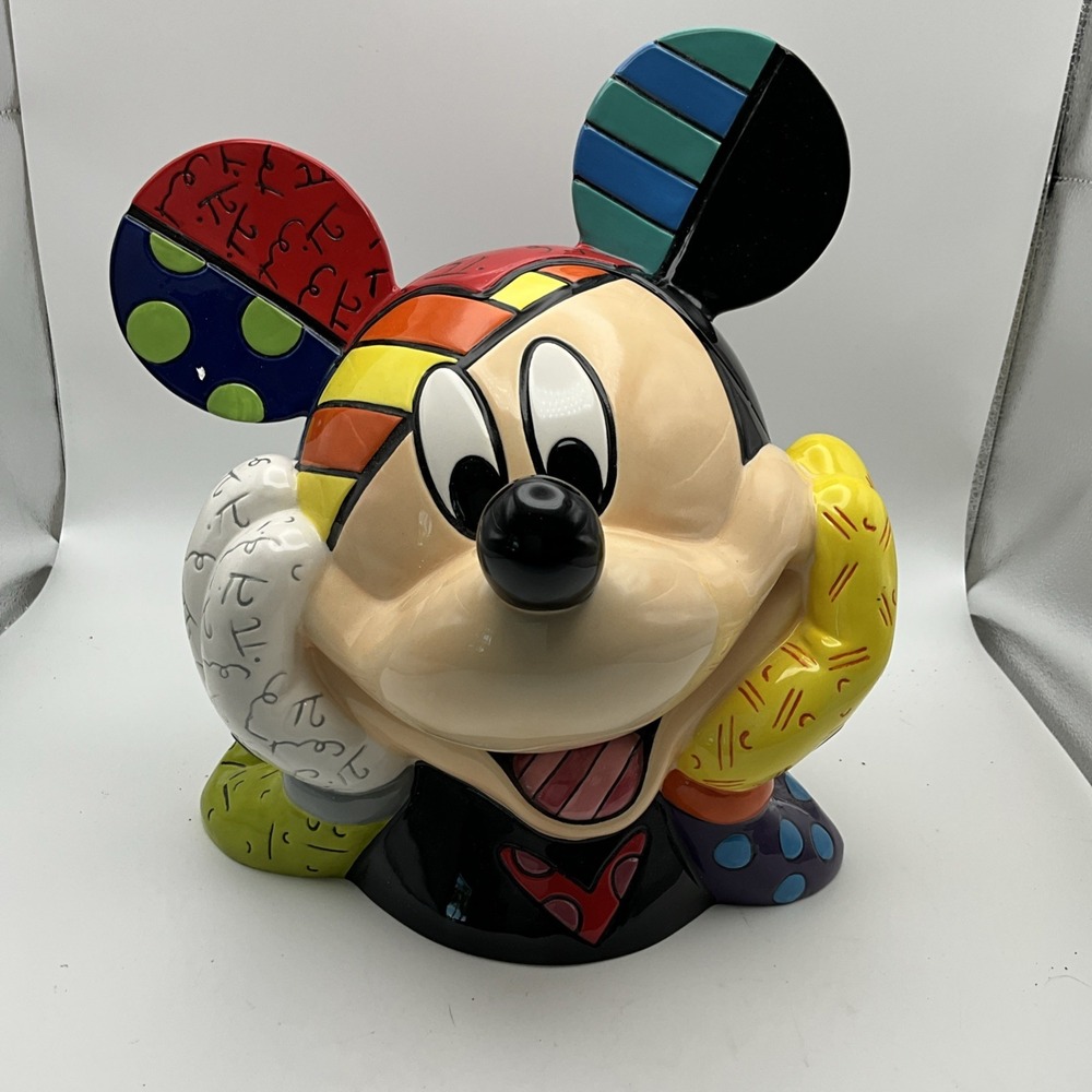 Disney Romero Britto Mickey Mouse Cookie Jar LE 356/2000 COA 2011 Enesco